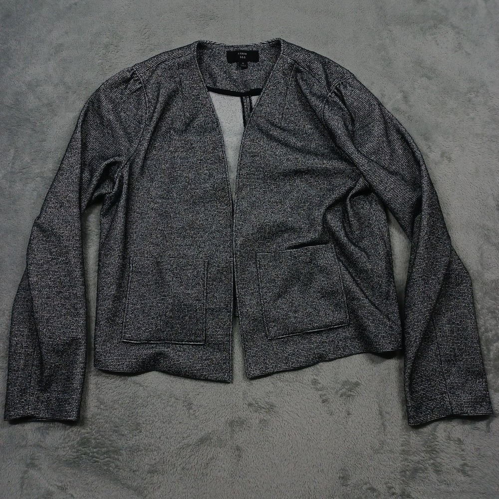 J Crew‎ Sweater Womens Medium Gray Knit Cardigan Pockets Preppy Professional